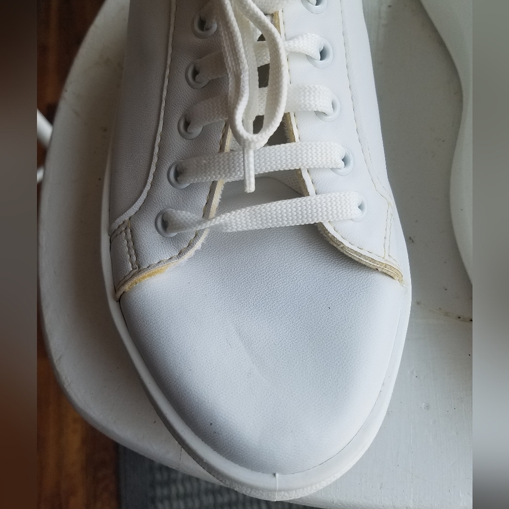 Topshop Sneakers White Black Trim Size 38/7 Made in Italy - Picture 5 of 12